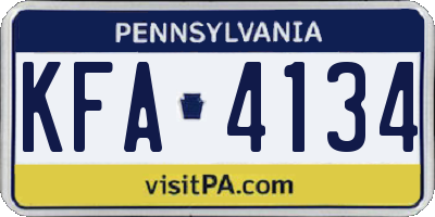 PA license plate KFA4134