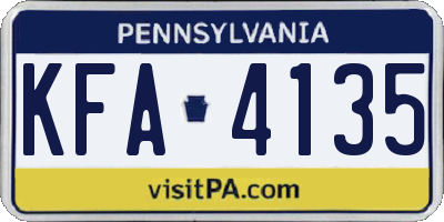 PA license plate KFA4135
