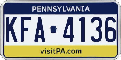 PA license plate KFA4136