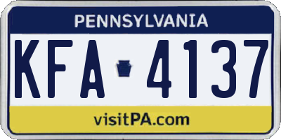 PA license plate KFA4137