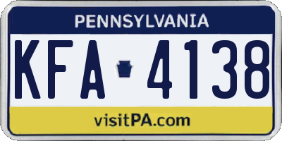 PA license plate KFA4138