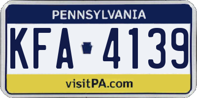 PA license plate KFA4139