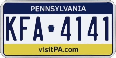 PA license plate KFA4141