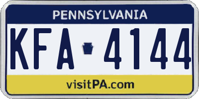 PA license plate KFA4144