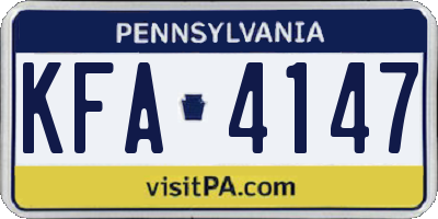 PA license plate KFA4147