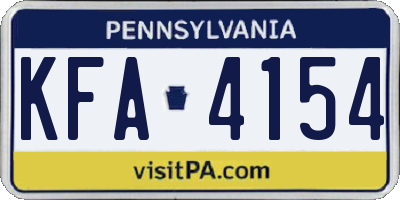 PA license plate KFA4154