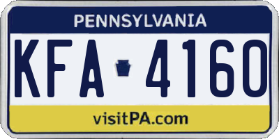 PA license plate KFA4160