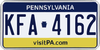 PA license plate KFA4162
