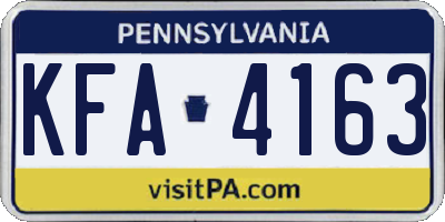 PA license plate KFA4163