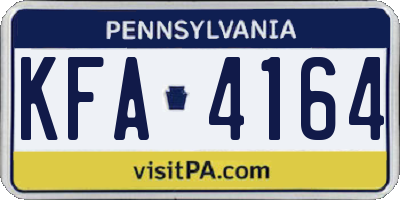 PA license plate KFA4164