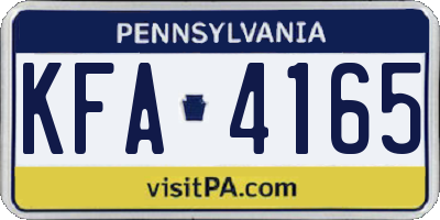 PA license plate KFA4165