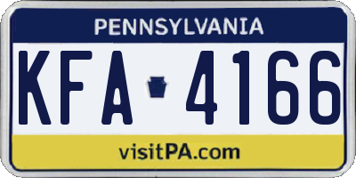 PA license plate KFA4166