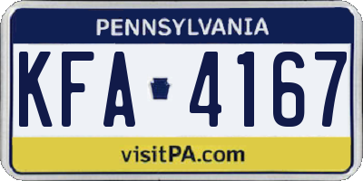 PA license plate KFA4167