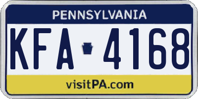 PA license plate KFA4168