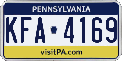 PA license plate KFA4169
