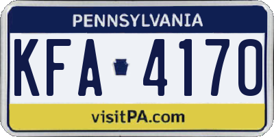 PA license plate KFA4170