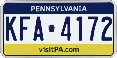 PA license plate KFA4172