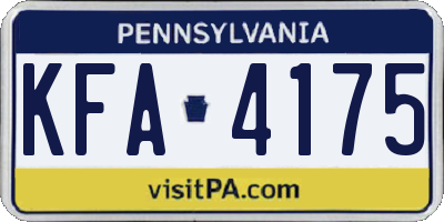 PA license plate KFA4175