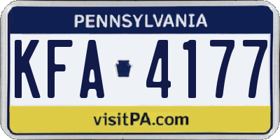 PA license plate KFA4177