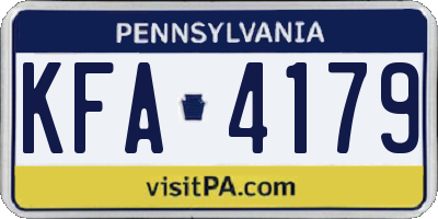 PA license plate KFA4179