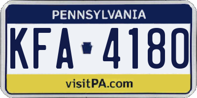 PA license plate KFA4180