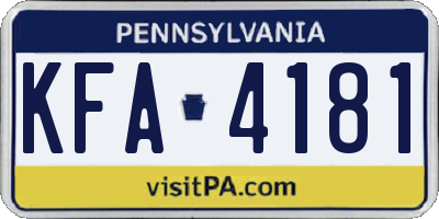 PA license plate KFA4181