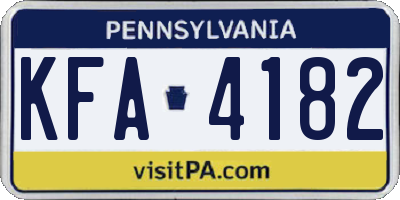 PA license plate KFA4182