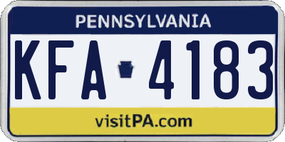 PA license plate KFA4183