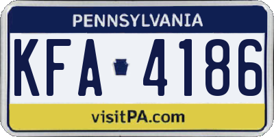 PA license plate KFA4186