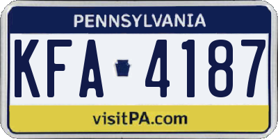 PA license plate KFA4187