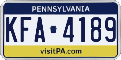PA license plate KFA4189