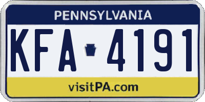 PA license plate KFA4191
