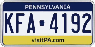 PA license plate KFA4192