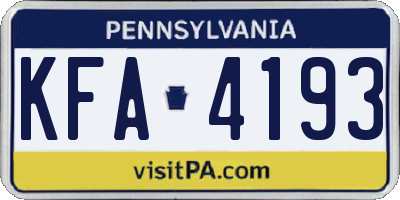 PA license plate KFA4193