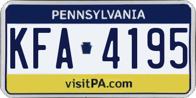 PA license plate KFA4195