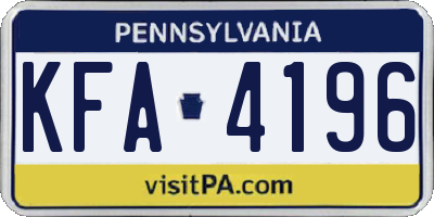 PA license plate KFA4196