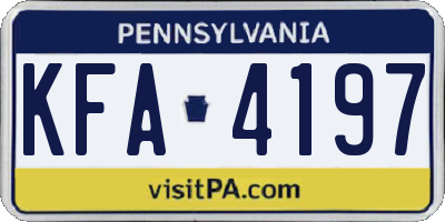 PA license plate KFA4197