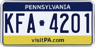 PA license plate KFA4201