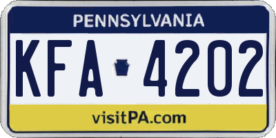 PA license plate KFA4202