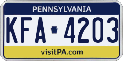 PA license plate KFA4203