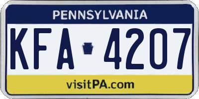 PA license plate KFA4207