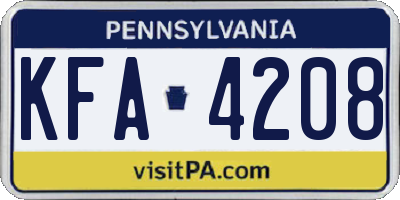 PA license plate KFA4208