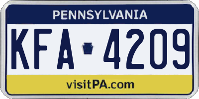 PA license plate KFA4209