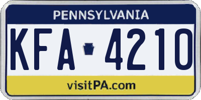 PA license plate KFA4210