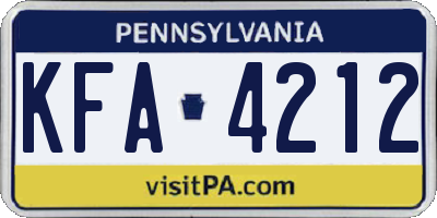 PA license plate KFA4212