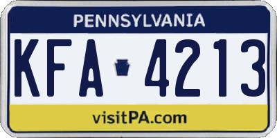 PA license plate KFA4213