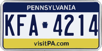 PA license plate KFA4214