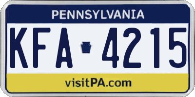 PA license plate KFA4215