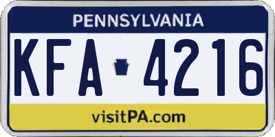 PA license plate KFA4216