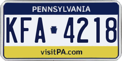 PA license plate KFA4218
